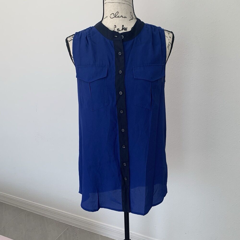 J Crew Womens Blue Chiffon Button down Blouse Size 8